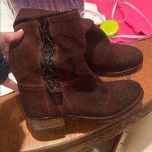 Vero Cuoio Sz 37 Italian Brown Suede Ankle Boots GUC